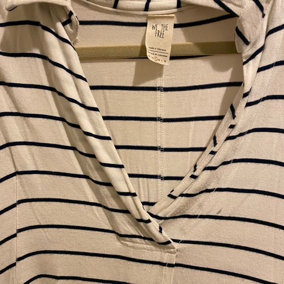 Free People White and Blue striped top size small - Picture 3 of 4